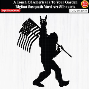 A Touch Of Americana To Your Garden  With This  Pic Bigfoot Sasquatch Yard Art Silhouette,Seal, Custom, Ai, Vector, SVG, DXF, PNG,