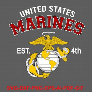 Editable Name U S M C, T Shirt Design, United States Marine Corps Badge Seal, Custom, Ai, Vector, SVG, DXF, PNG,