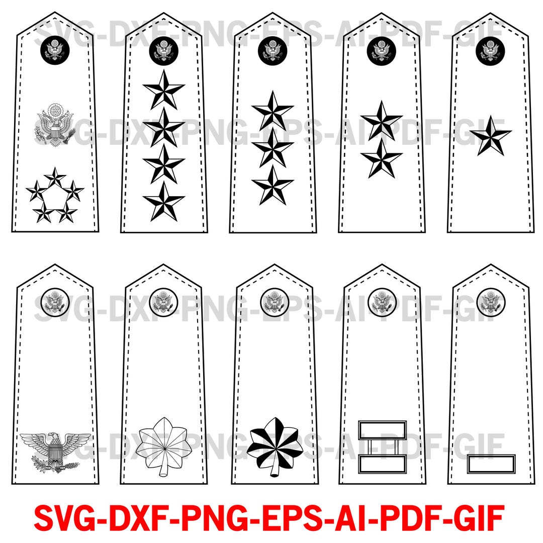 US Army Officer Ranks Insignia Digital Vector File Set Military ...