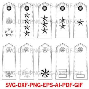 US Army Officer Ranks Insignia Digital Vector File Set  Military Shoulder Boards&quot;