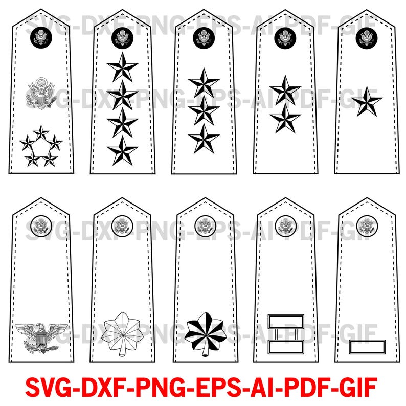 US Army Officer Ranks Insignia Digital Vector File Set Military ...