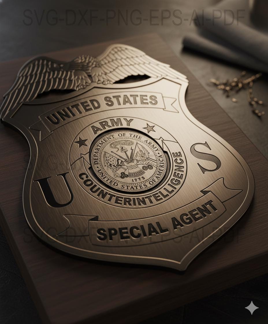 U.S. Army Counterintelligence Special Agent Badge Vector Laser Cutting ...