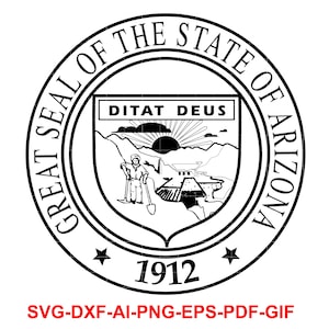 Great Seal, of the, staat Arizona, badge, lasersnijden, vectorkunst, gesneden bestanden, digitaal, AI, Svg, dxf, png, gif,