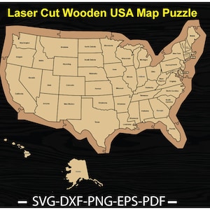 Rompecabezas de madera con mapa de EE. UU. cortado con láser, rompecabezas de madera con mapa estatal, rompecabezas de Estados Unidos con mayúsculas, regalo para el aula de profesores y niños.