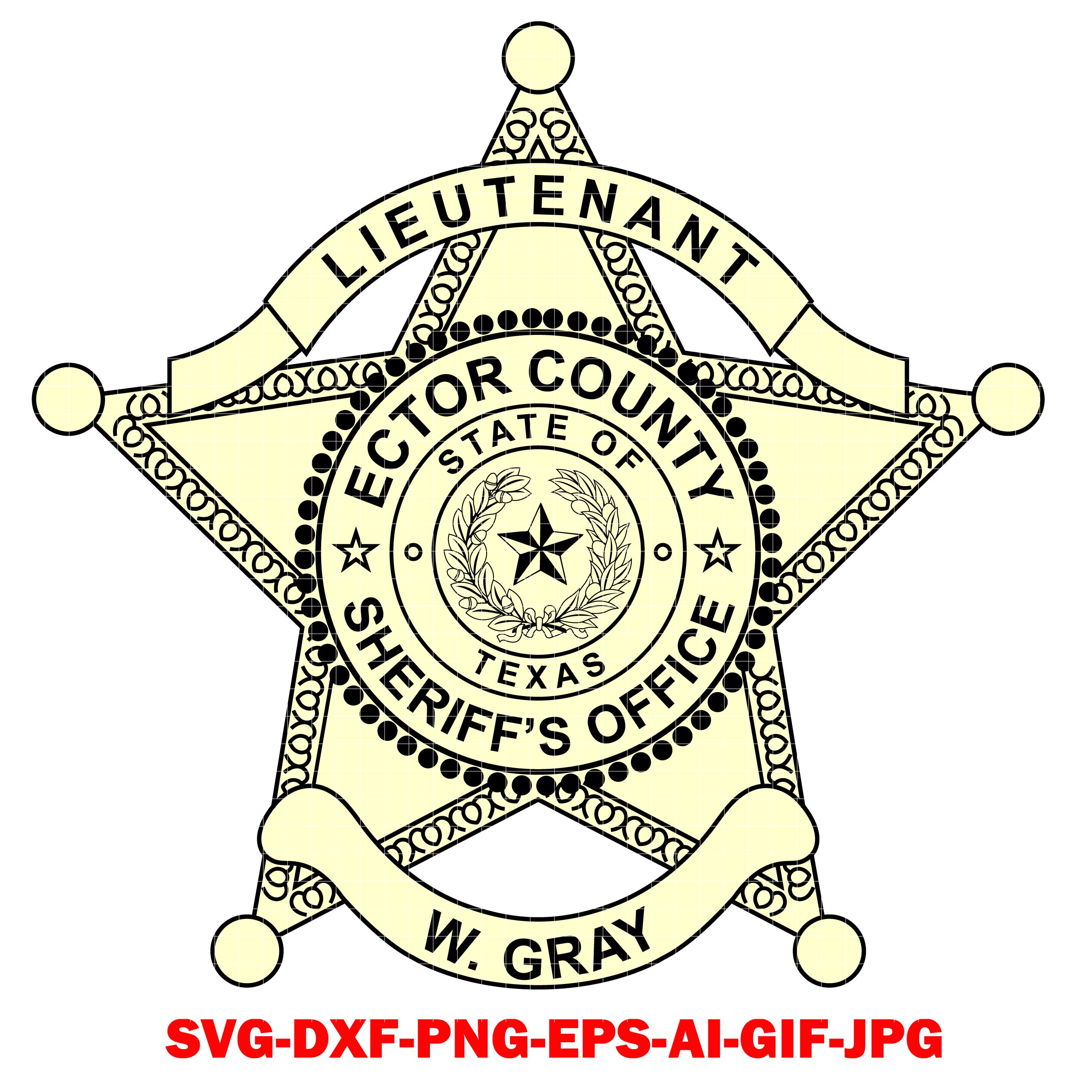 Ector Graphics Ector-county,-sheriff's-office,-lieutenant,-w.-gray, Badge, Laser ...