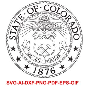 The Great Seal, of the, State of Colorado, badge, lasersnijden, vectorkunst, gesneden bestanden, digitaal, AI, Svg, dxf, png, gif,
