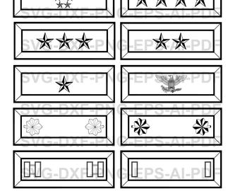 アメリカ陸軍階級章シェブロン、全色、デジタルベクター SVG、png、dxf