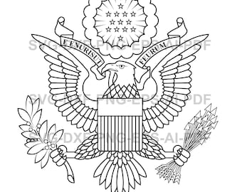 Great Seal of the United States Vector SVG - Presidential Emblem Line Art - Digital Download