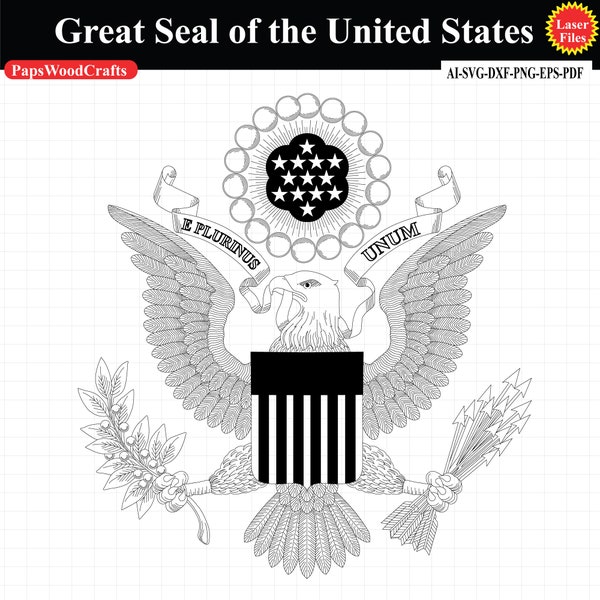 Grand sceau des États-Unis, Armoiries des États-Unis, Badge Seal, Custom, Ai, Vector, SVG, DXF, PNG,