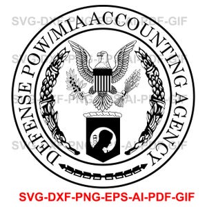 Defensie POW/MIA, boekhoudkantoor, DPAA, logo, badge, lasersnijden, vectorkunst, gesneden bestanden, AI, Svg, dxf, png,