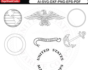 Us Navy, Marines Badge Seal, Custom, Ai, Vector, SVG, DXF, PNG,