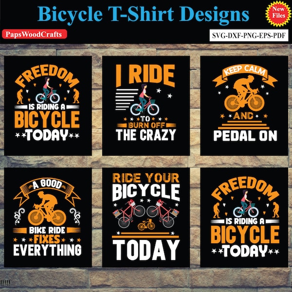 Bicycle T-Shirt Designs Bundle | Bike Vector Images,Cycling Tshirt Design,Cycle Quotes,Motivational Bundle Vectors