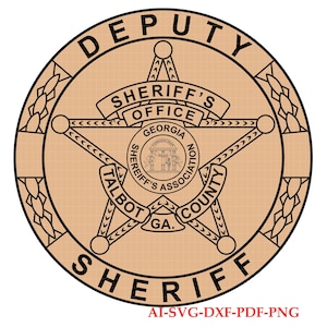 Sheriff Badge Talbot County Georgia vector files, Sheriff Badge, Logo, Seal, Custom, Ai, Vector, SVG, DXF, PNG, Digital, Silhouette, Cut