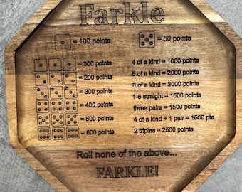 Family Farkle board game, Dice Tray, Family Game Night, Board Games, Dice,, Party Games, Rolling Tray, 1OOOO, 10 Thousand, Ten Thousand