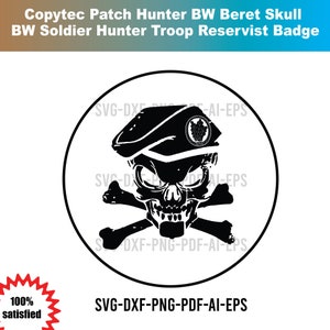 Aufnäher Jäger, BW, Baskenmütze, Skull, BW Soldat, Jäger, Truppe, Reservist, Abzeichen