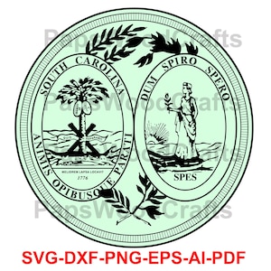 The Great Seal, of the State, of South Carolina, Badge, Logo, Seal, Custom, Ai, Vector, SVG, DXF, PNG, Digital,