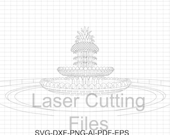 Charleston, SC Fontana di ananas, file Ai / Png / Eps / Dxf / SVG / Taglio laser