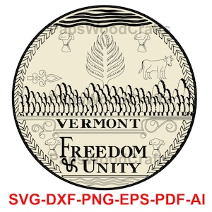 The Great Seal, of the State, of Vermont, Badge, Logo, Seal, Custom, Ai, Vector, SVG, DXF, PNG, Digital,