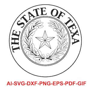State of Texas, Republic of Texas, Badge, Laser Cutting, Vector Art, Cut Files, Digital Printing, Ai, Svg, Dxf, Png, Gif, Custom, Black,