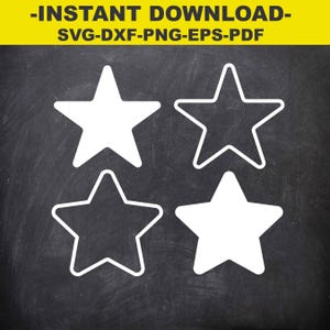 丸い星のSVG、商用利用可能なカットファイル、星のアウトラインデザイン、丸い星のPNG、かわいいクリップアート、即時ダウンロード、基本形状のSVG