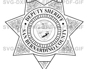 Condado de San Bernardino, logotipo de sargento, insignia, corte láser, arte vectorial, archivos de corte, impresión digital, AI, SVG, DXF, PNG