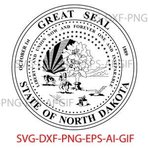 Great Seal, of the State of, North Dakota, Badge, Logo, Seal, Custom, Ai, Vector, SVG, DXF, PNG, Digital,
