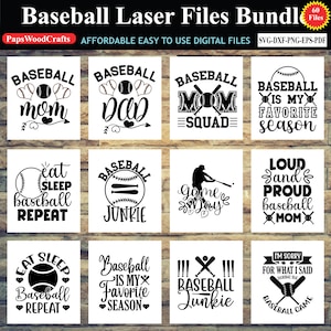 Baseball Laser Files Bundle,Baseball Bundle Files Svg, Png ,Dxf ,Eps, Template Svg, Baseball Bundle Svg, Cricut, Silhouette, Baseball Mom