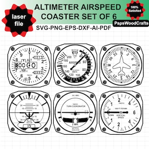 New Trintec 2060 Series 6 Piece Instrument Coaster Set of 6 Coasters,laser files,svg,dxf,png,vector,custom,engraving,