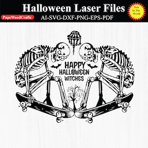 Skull skeleton, Laser cut file, Halloween , Xtool ,Lightburn, Glowforge, Flux TS2, Digital download ,cutter,svg,dxf,png,ai,vector files.