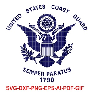 Bandiera della Guardia Costiera degli Stati Uniti, logo, distintivo, taglio laser, grafica vettoriale, file di taglio, stampa digitale, Ai, Svg, Dxf, Png,