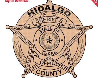 Condado de Hidalgo, Texas, Insignia de Sheriff, Sello, Corte Láser, Arte Vectorial, Archivos de Corte, Impresión Digital, Ai, Svg, Dxf, Png, Gif, Personalizado