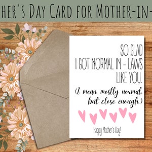 Mother&#39;s Day Card Printable for Mother-in-Law -- Instant Download