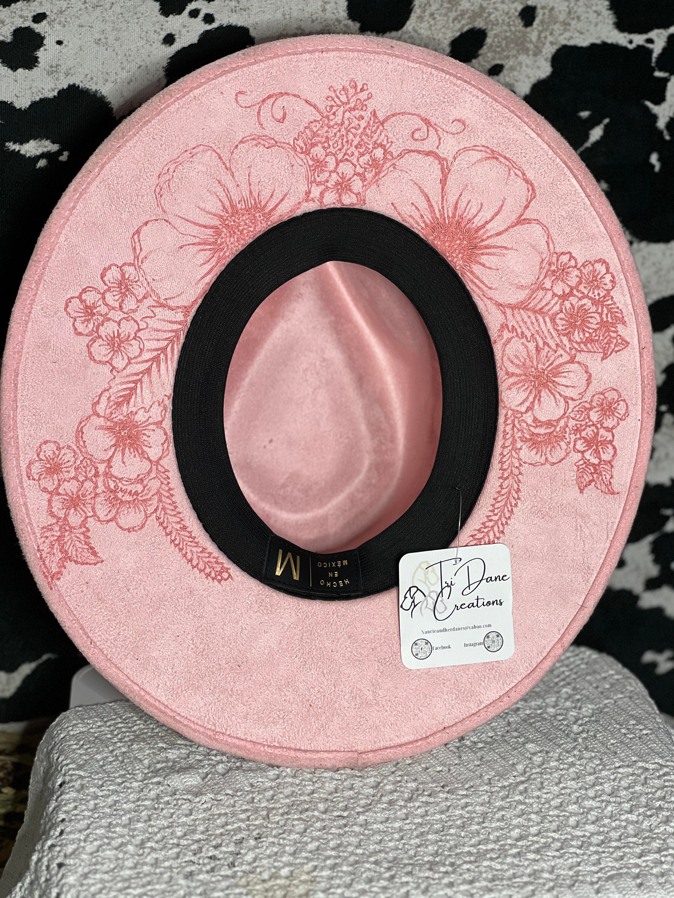 Custom Rancher Hat Floral Design Light Pink Medium - Etsy