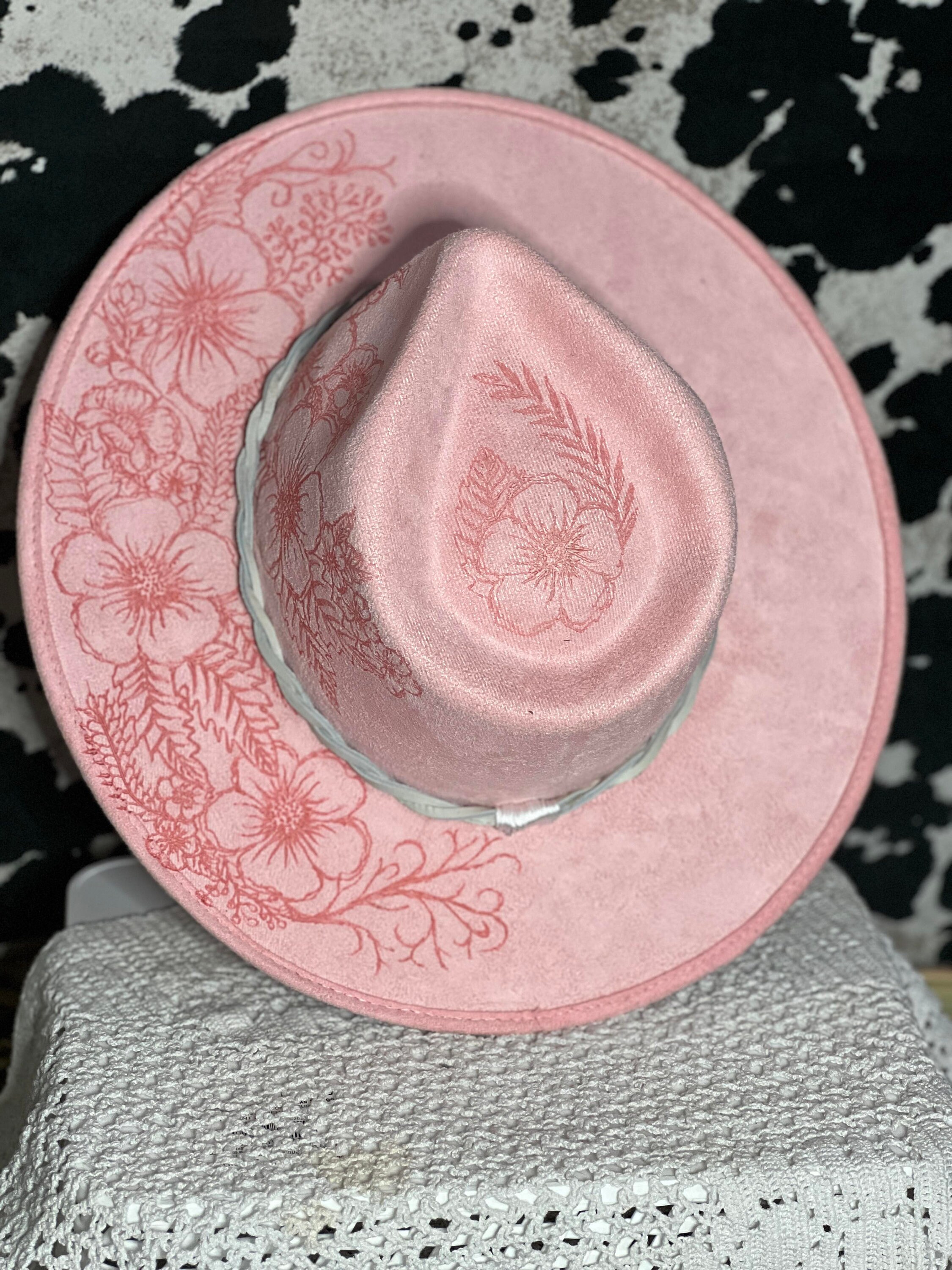 Custom Rancher Hat Floral Design Light Pink Medium - Etsy