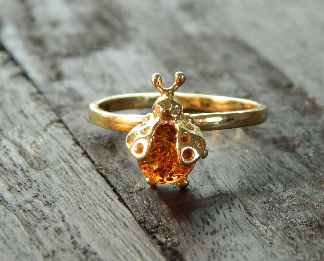 Gold ladybug shop ring