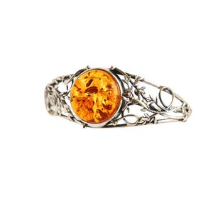 Baltic Amber Cuff Bracelet-Unique Vine Design- Handmade- 925 Sterling Silver