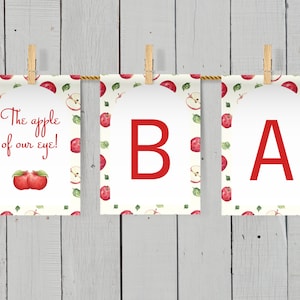 Apple Baby Shower Bunting Template, Apple Of Our Eye Baby Shower Decor, Editable Welcome Baby Banner, Fall Baby Shower INSTANT DOWNLOAD BS18