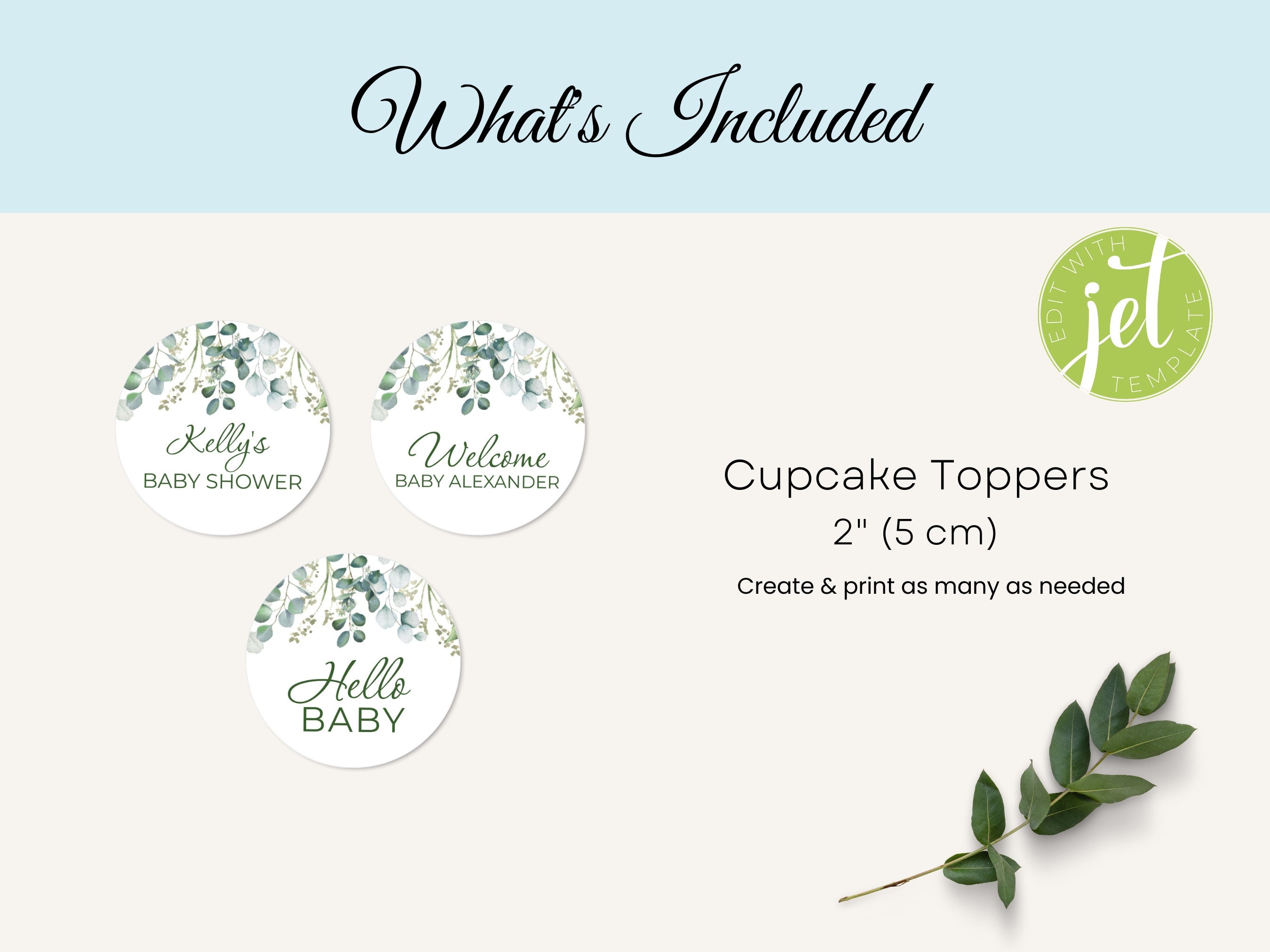 Editable Cupcake Toppers INSTANT DOWNLOAD Printable Greenery - Etsy Canada
