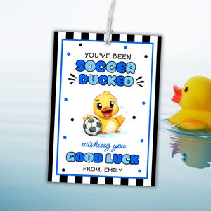 Étiquette modifiable de canard de football, vous avez été ducked Tag, étiquette imprimable de régal de bonne chance de football, jeu de canard en caoutchouc de cadeau de football, téléchargement numérique SO1