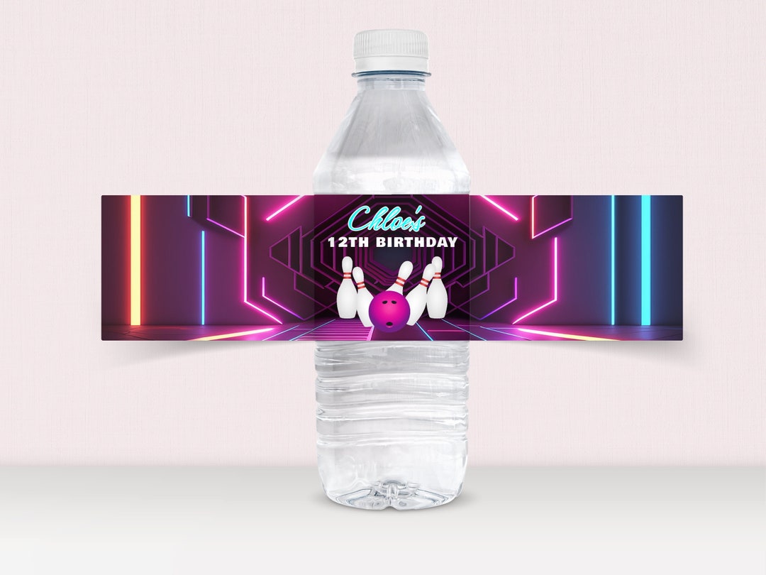 Bowling Water Bottle Label Template, Bowling Party Favor, Bowling ...