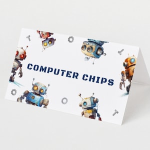 Robot Buffet Card Template, INSTANT DOWNLOAD, Printable Robot Food ...