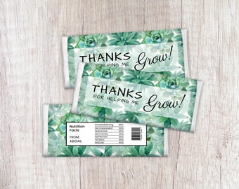 Teacher Chocolate Bar Wrapper, INSTANT DOWNLOAD, Teacher Appreciation Candy Bar Wrapper, Editable Teacher Gift, Printable Thank You, S06