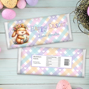Easter Bunny Chocolate Wrapper Template, Editable Candy Bar Label, Custom Basket Stuffer, Classroom Treat Printable, Instant Download, S04