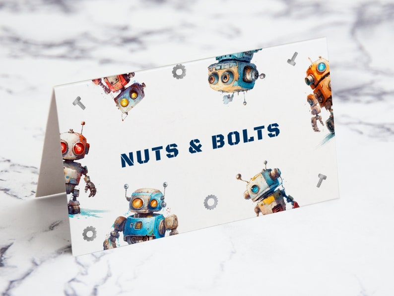 Robot Buffet Card Template, INSTANT DOWNLOAD, Printable Robot Food ...