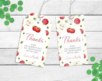 Apple Of Our Eye Birthday Favor Tags, Apple Baby Shower Favor Tag, Thank You Tag, Apple Birthday Party Theme Decor, INSTANT DOWNLOAD, BD21