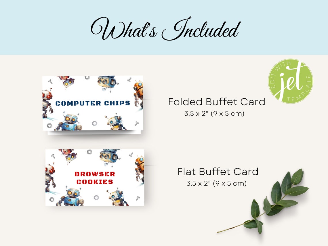 Robot Buffet Card Template, INSTANT DOWNLOAD, Printable Robot Food ...
