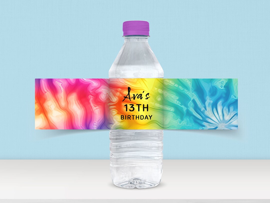 Pool Party Water Bottle Labels, Pool Party Favors, Tie Dye Pool Party