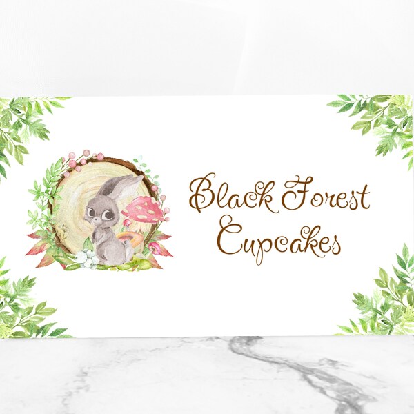 Woodland Buffet Card Template, INSTANT DOWNLOAD, Printable Forest Animal Food Label, Editable Buffet Tent Card, Bunny Food Tag Boy Girl BD03