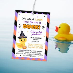 Étiquettes modifiables de canard de croisière d'Halloween, modèle de canard de croisière, carte imprimable de canard en caoutchouc pour le jeu de croisière de famille, bricolage, téléchargement immédiat, S10