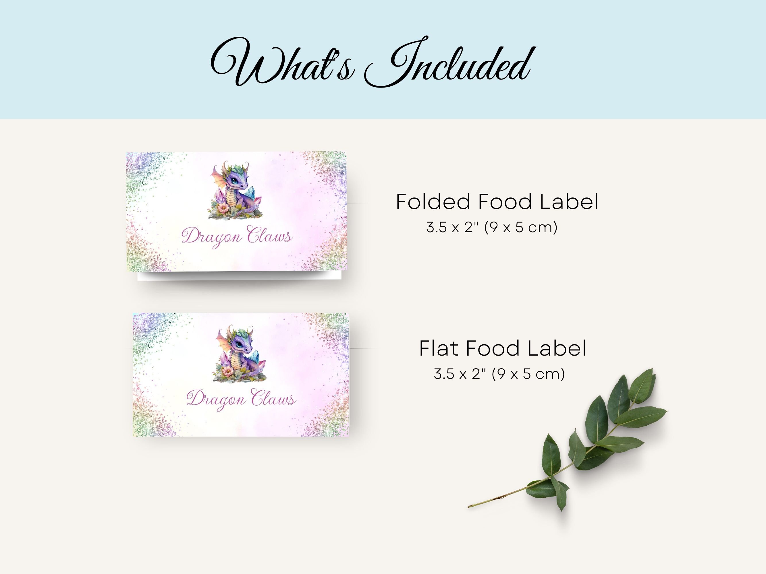 Girl Dragon Food Labels Editable Dragon Party Decor - Etsy